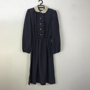 Vintage 1980s Dress Sz S Ann Hobbs‎ for Connections Multicolor Ruffled Geometric